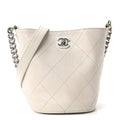 Chanel Crumpled Calfskin Bucket Bag White