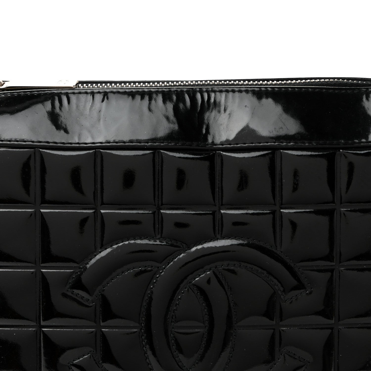 Chanel Patent Quilted Small Chocolate Bar Shoulder Bag Black
