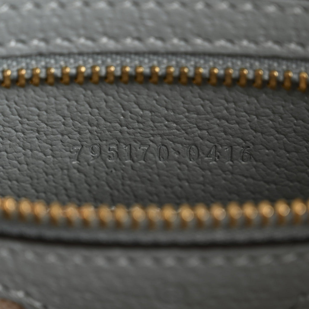 Gucci GG Supreme Monogram Textured Calfskin Web Super Mini Ophidia Shoulder Bag Dusty Blue