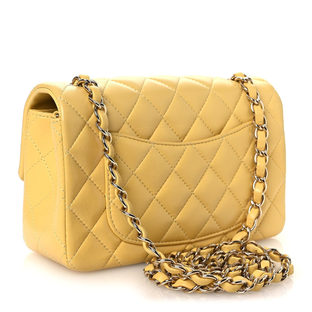 Chanel Lambskin Quilted Mini Rectangular Flap Yellow