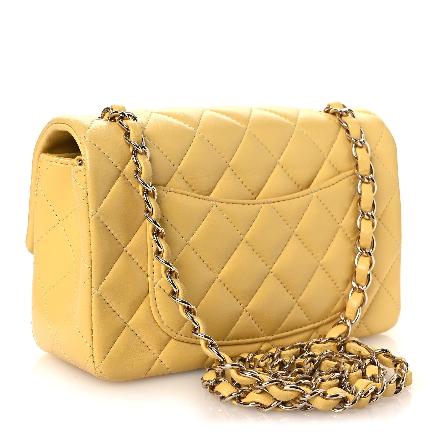 Chanel Lambskin Quilted Mini Rectangular Flap Yellow