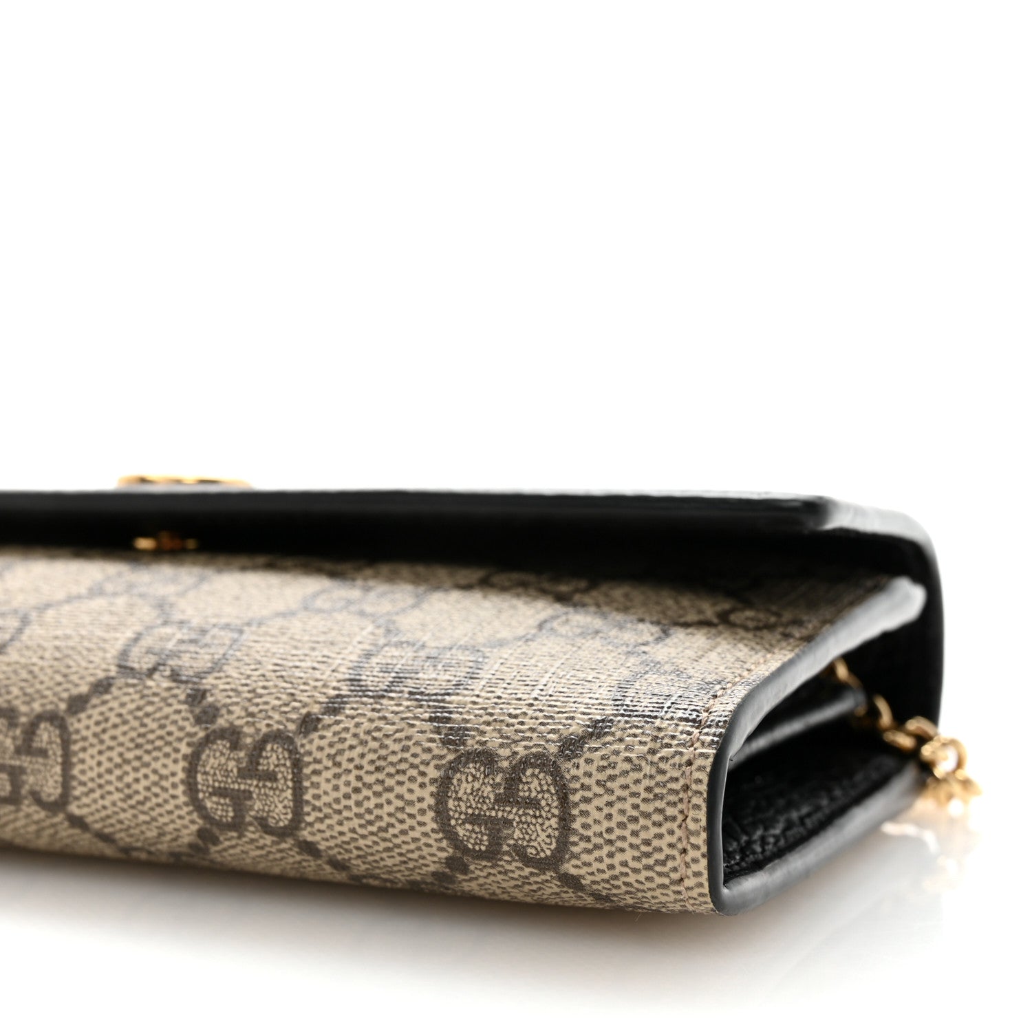 Gucci Dollar Calfskin GG Supreme Monogram Petite GG Marmont Wallet Chain Bag Black Beige Ebony