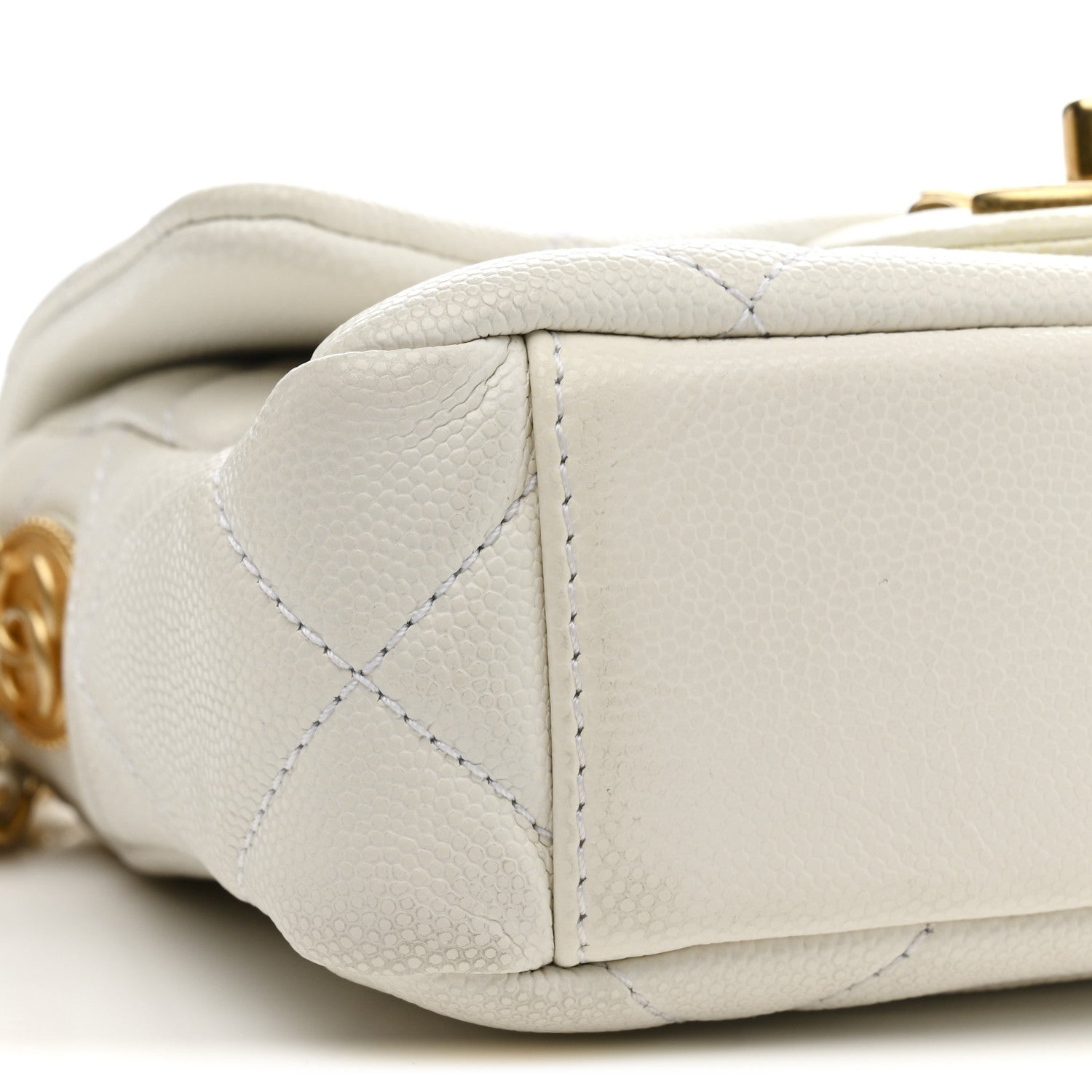 Chanel Caviar Quilted Mini Twist Your Buttons Flap  White