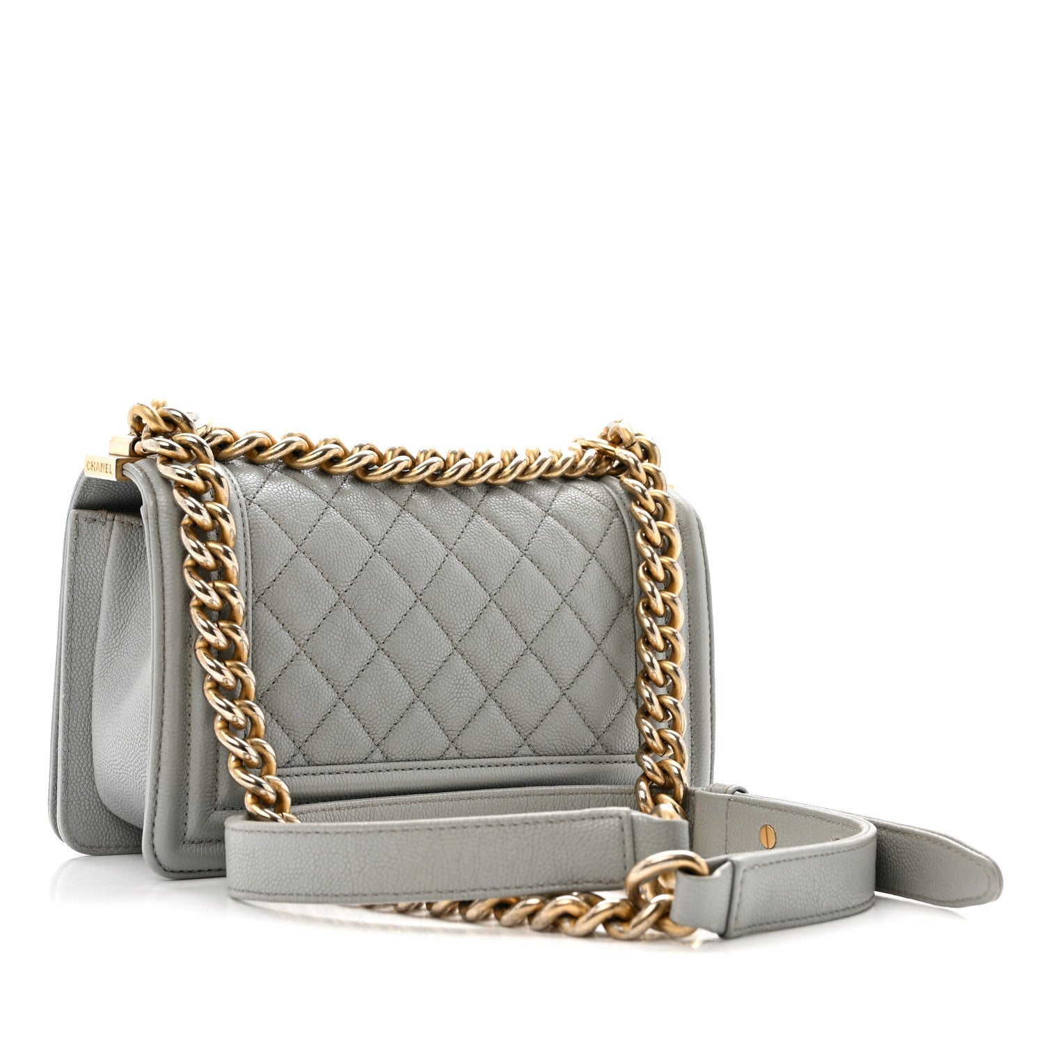 Chanel Caviar Quilted Small Boy Flap Light Grey
