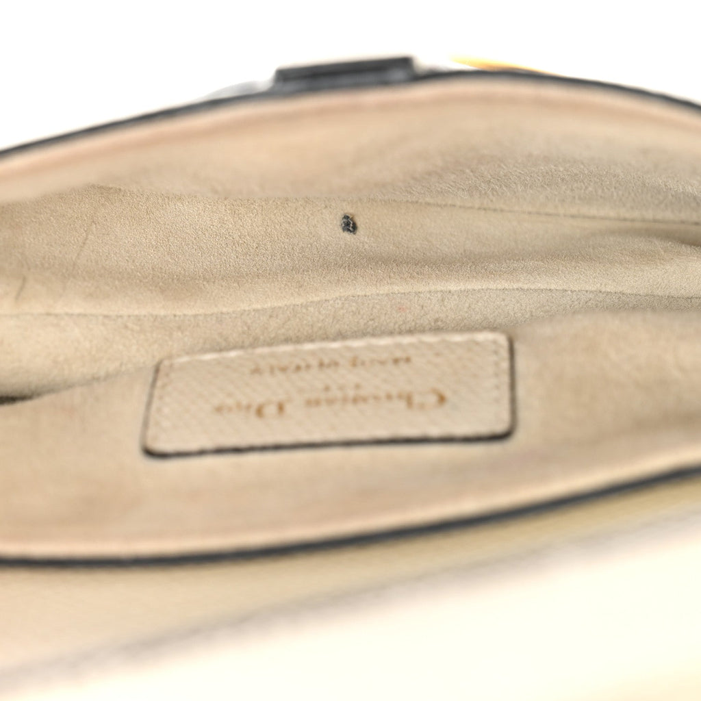 Christian Dior Grained Calfskin Mini Saddle Bag White