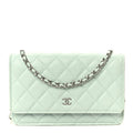Chanel Caviar Quilted Wallet on Chain WOC Light Blue