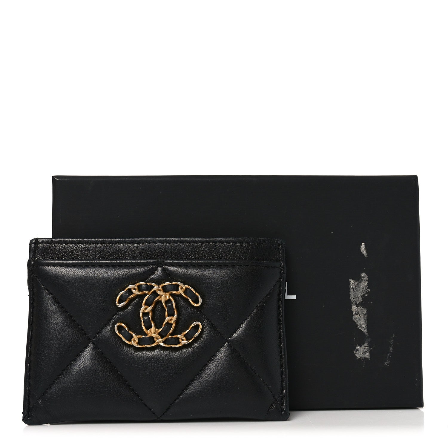 Lambskin Quilted Chanel 19 Card Holder Black