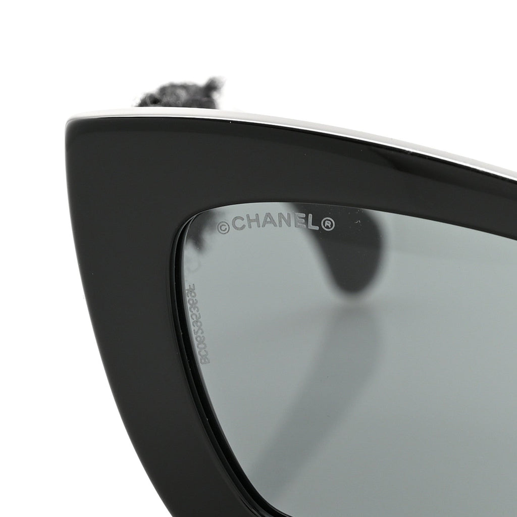 Acetate Tweed CC Cat Eye Sunglasses 71550A Black