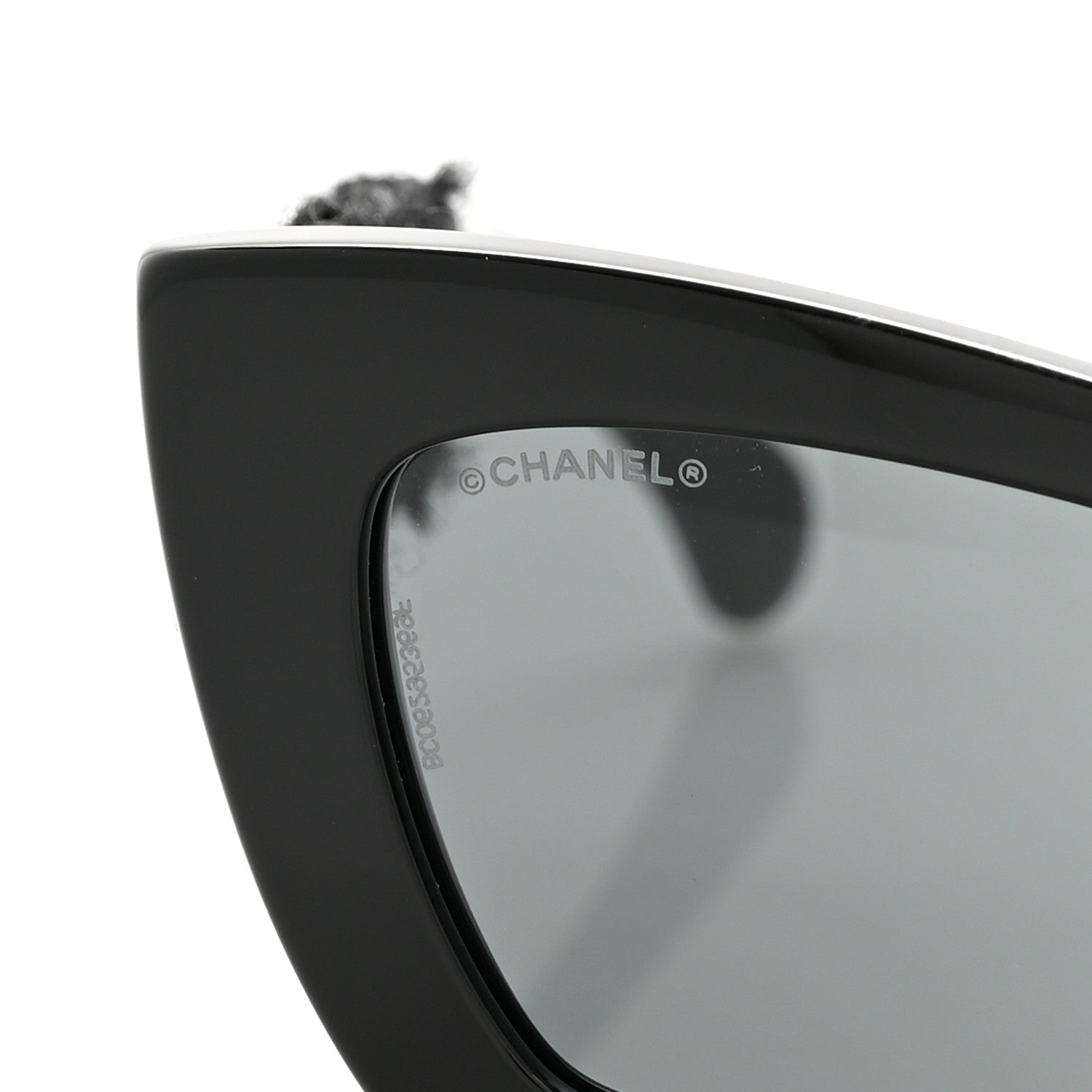 Acetate Tweed CC Cat Eye Sunglasses 71550A Black