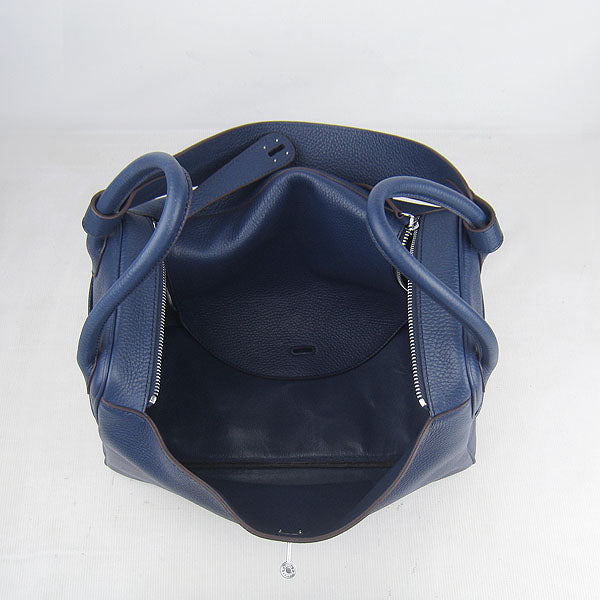 Hermes Lindy 34cm handbag 6208 dark blue Silver