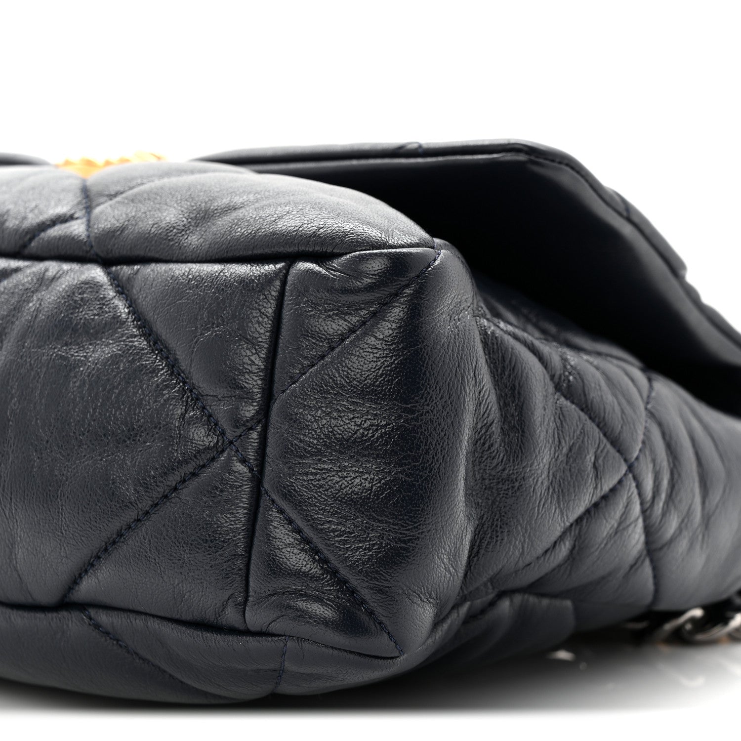 Chanel Goatskin Quilted Large Chanel 19 Flap Navy Blue