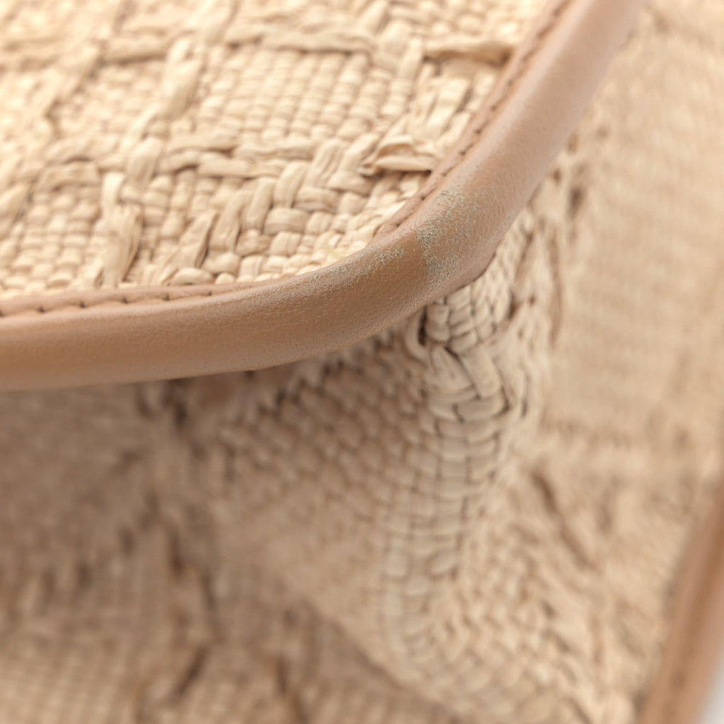 Christian Dior Raffia Calfskin 30 Montaigne Flap Bag Beige