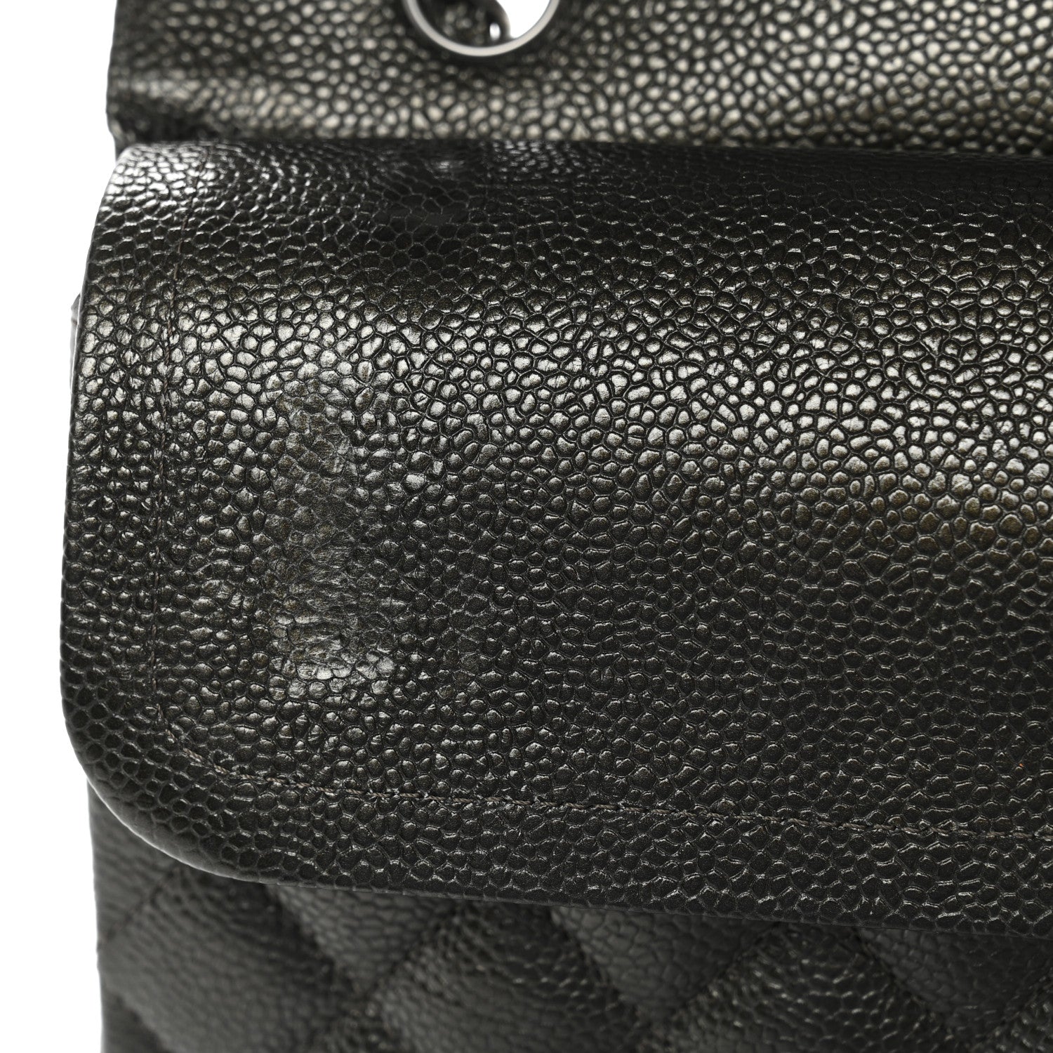 Chanel Metallic Caviar Quilted Medium Double Flap Dark Charcoal
