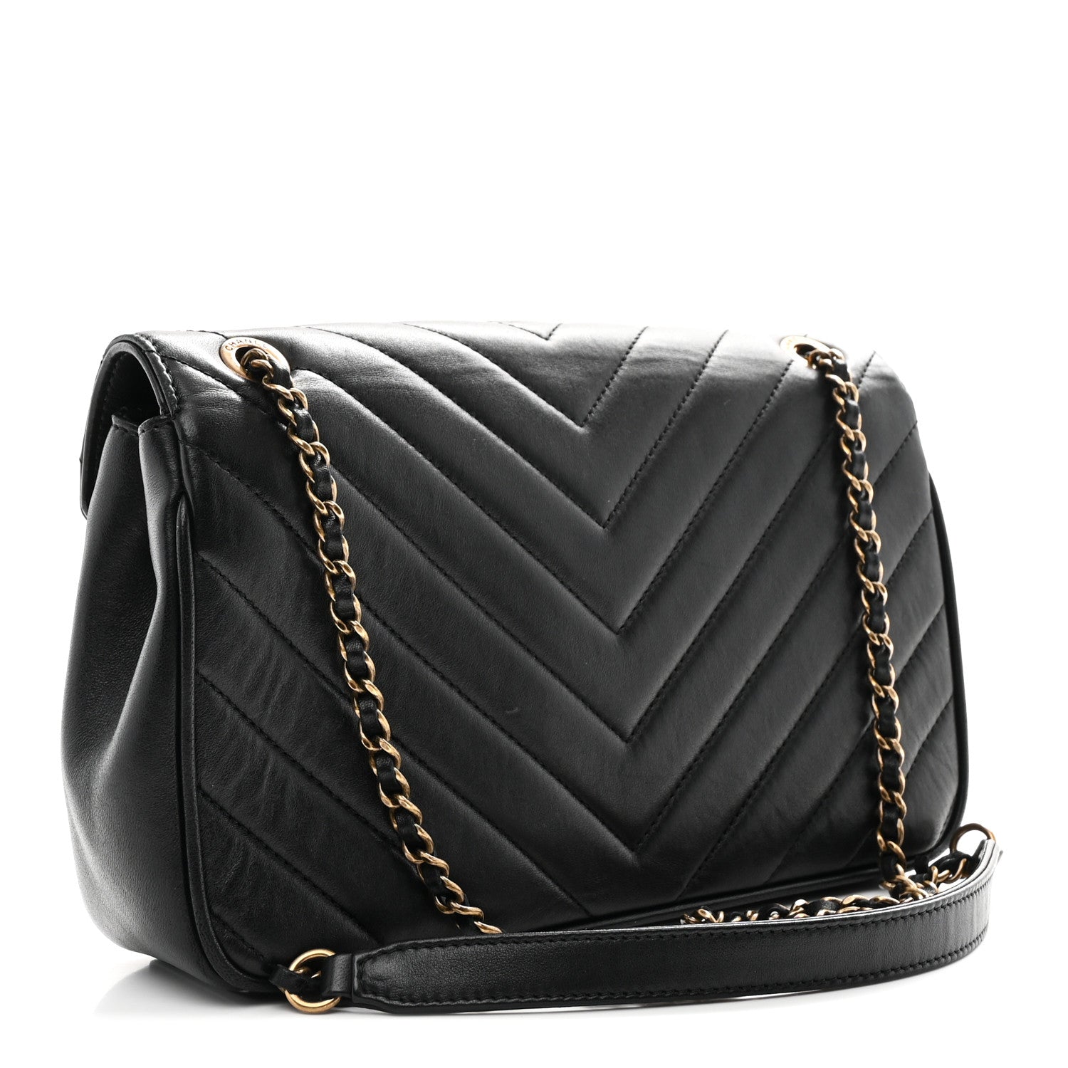 Chanel Lambskin Chevron Quilted Small Pyramid CC Flap Black