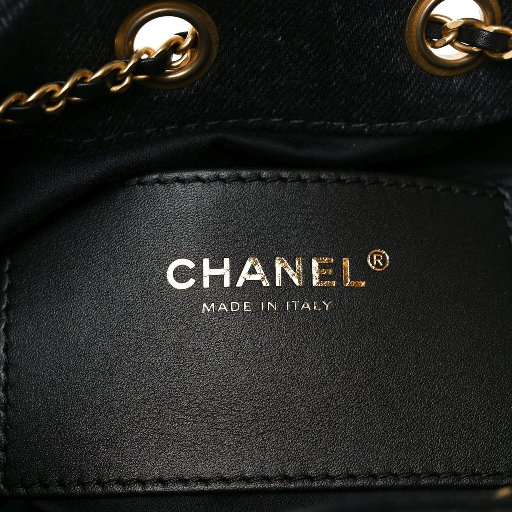 Chanel Washed Denim Quilted Mini Chanel 25 Handbag Black
