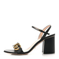 Gucci Lifford Calfskin GG Marmont Ankle Wrap 75mm Sandals 37.5 Black