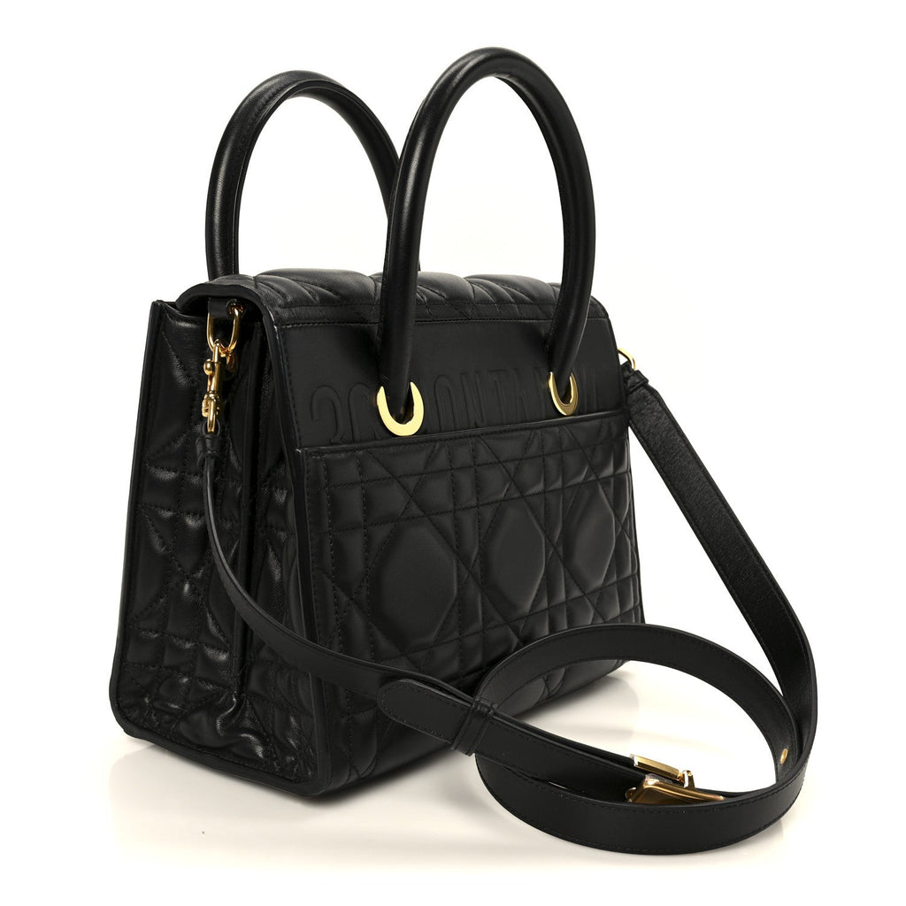 Christian Dior Calfskin Macrocannage Medium St. Honore Tote Black