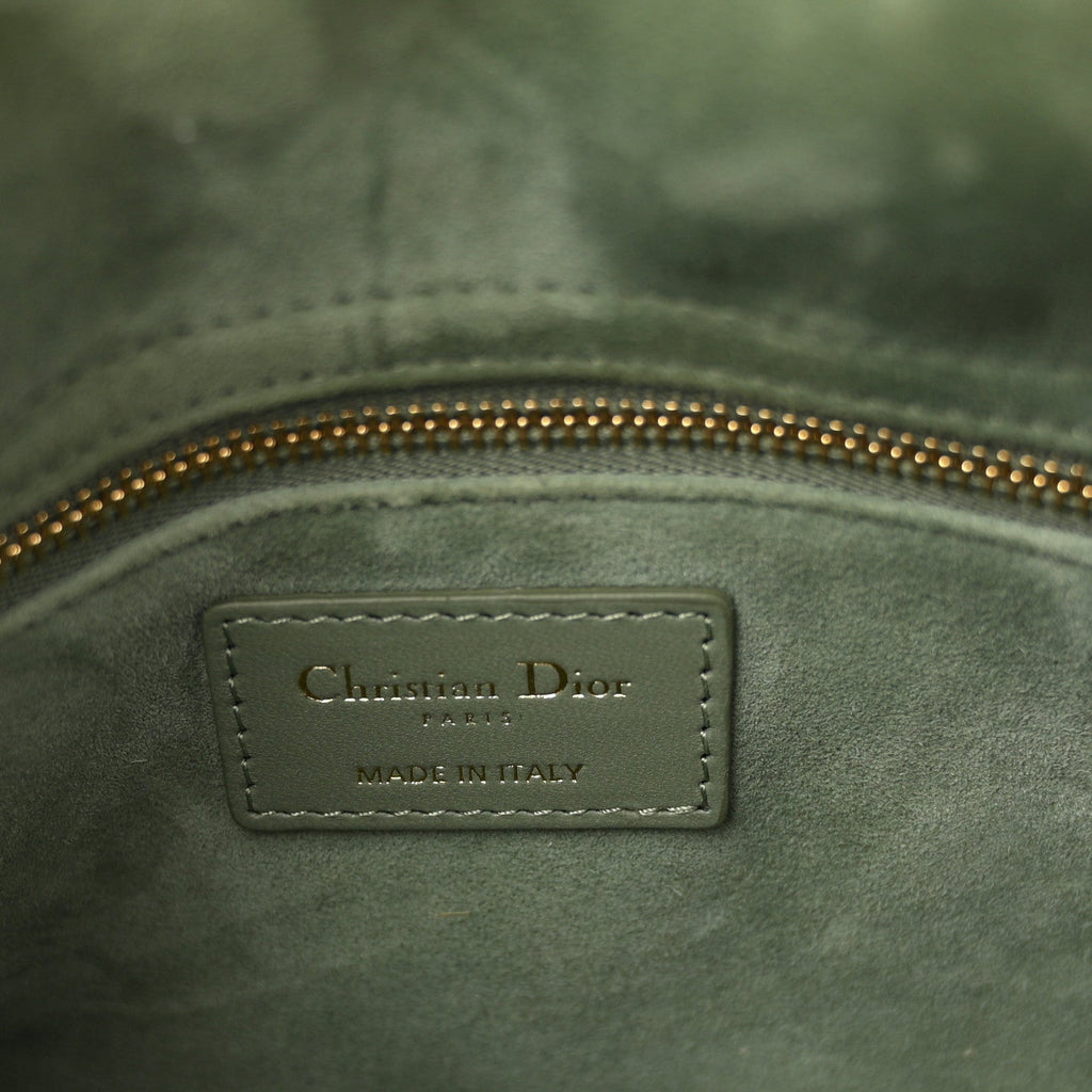 Christian Dior Lambskin Cannage Small My ABCDior Lady Dior Peyote Green