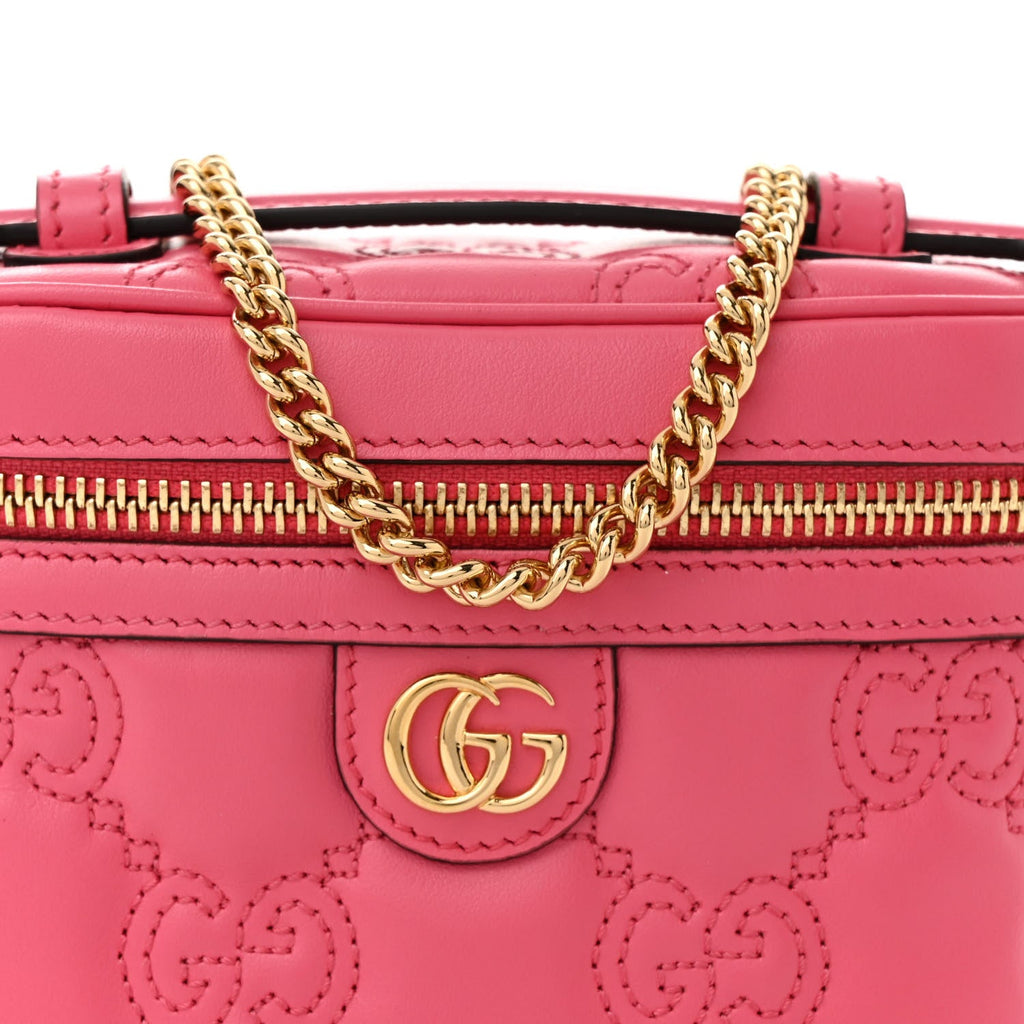 Gucci Calfskin GG Matelasse Mini Top Handle Bag Rhodamine Pink