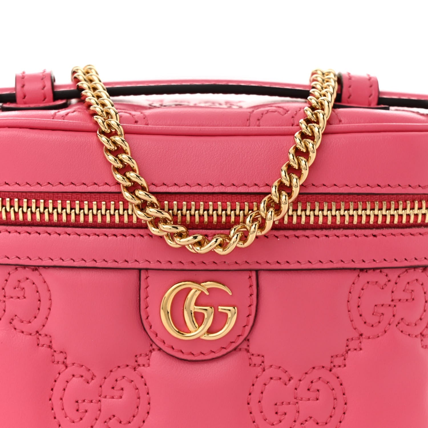 Gucci Calfskin GG Matelasse Mini Top Handle Bag Rhodamine Pink