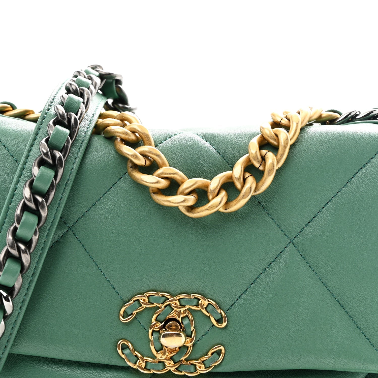 Chanel Lambskin Quilted Medium Chanel 19 Flap Green