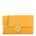Gucci Dollar Calfskin Interlocking G Chain Wallet New Buttercup