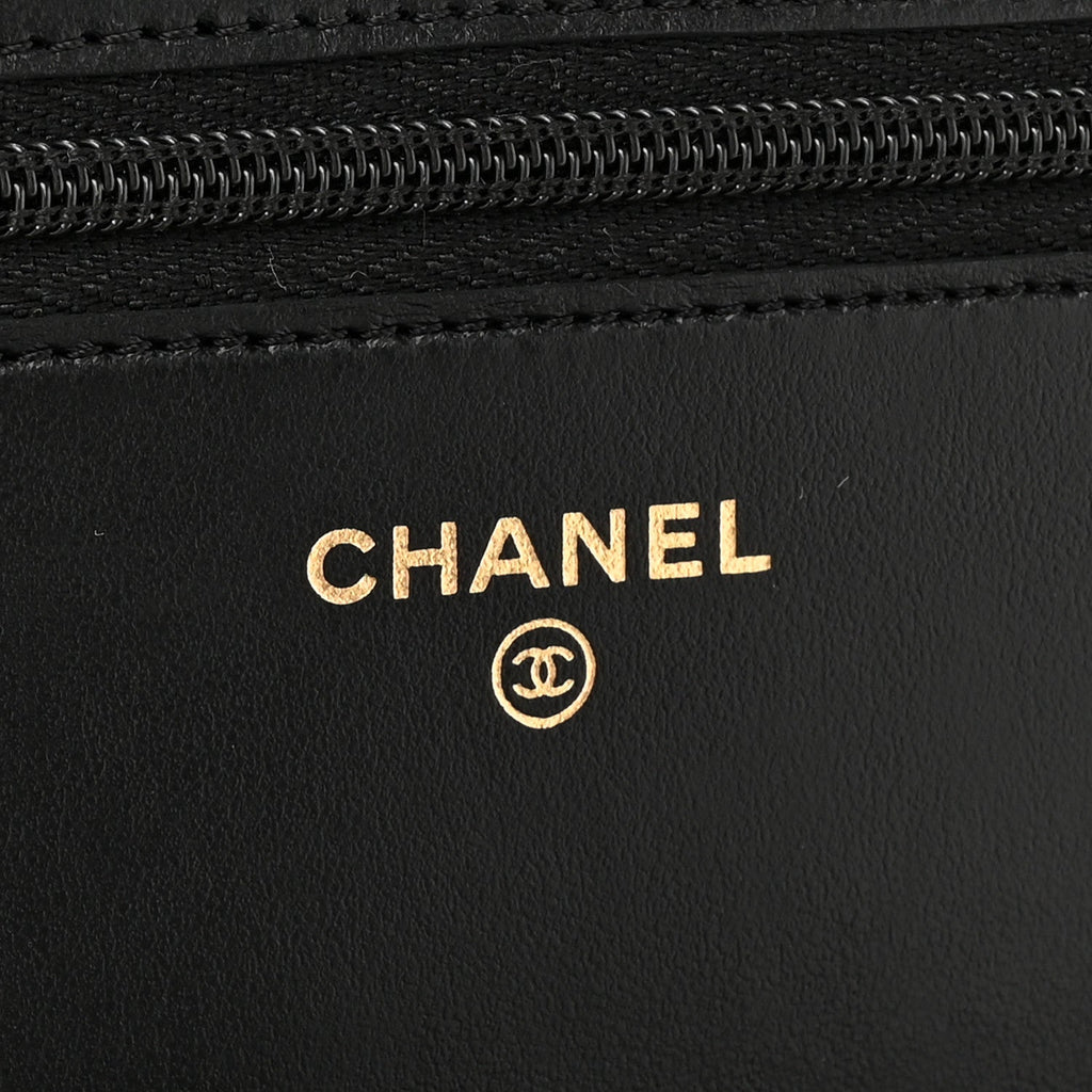 Chanel Caviar Quilted CC Turnlock Charm Wallet On Chain WOC Black