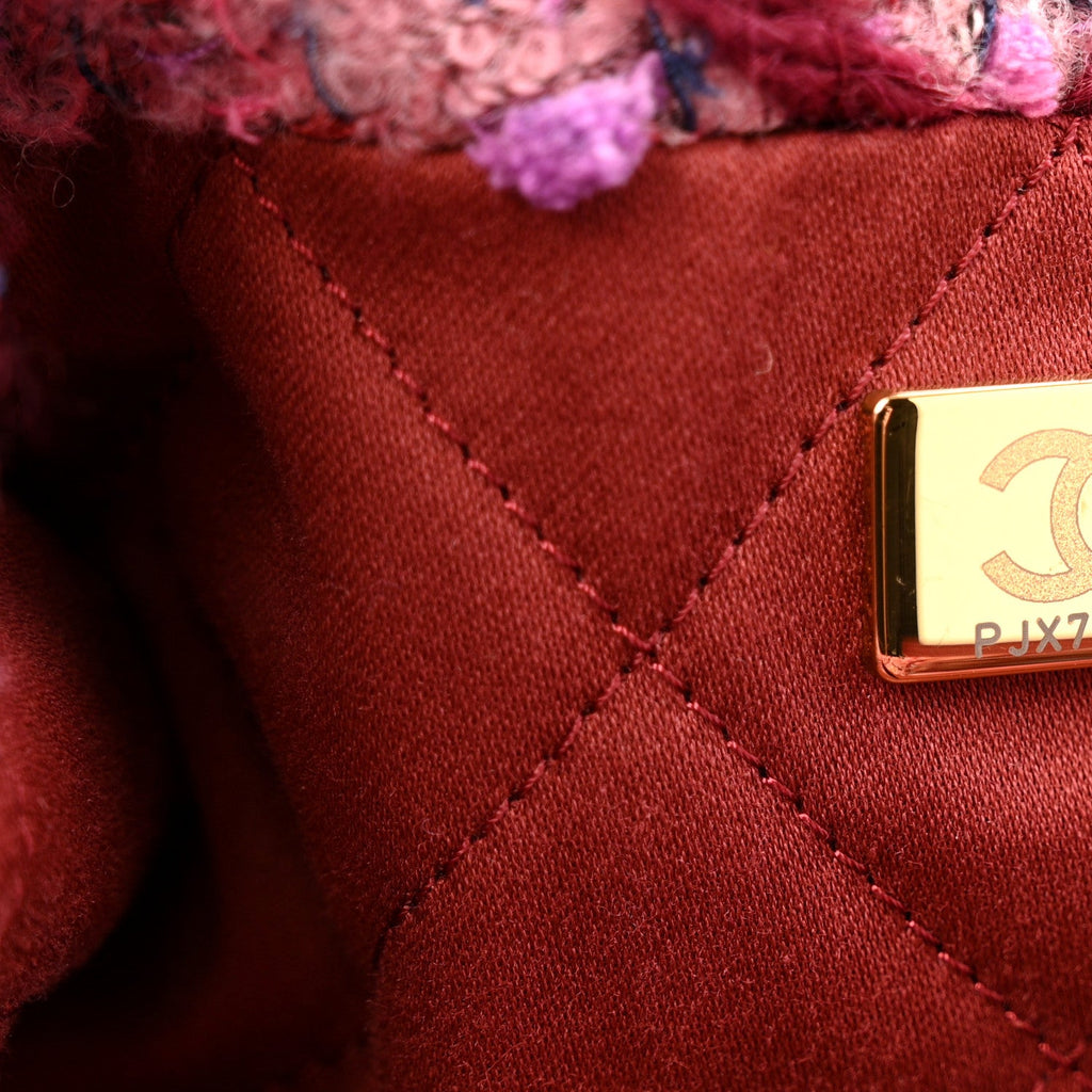 Chanel Tweed Quilted Chanel 22 Pink Burgundy