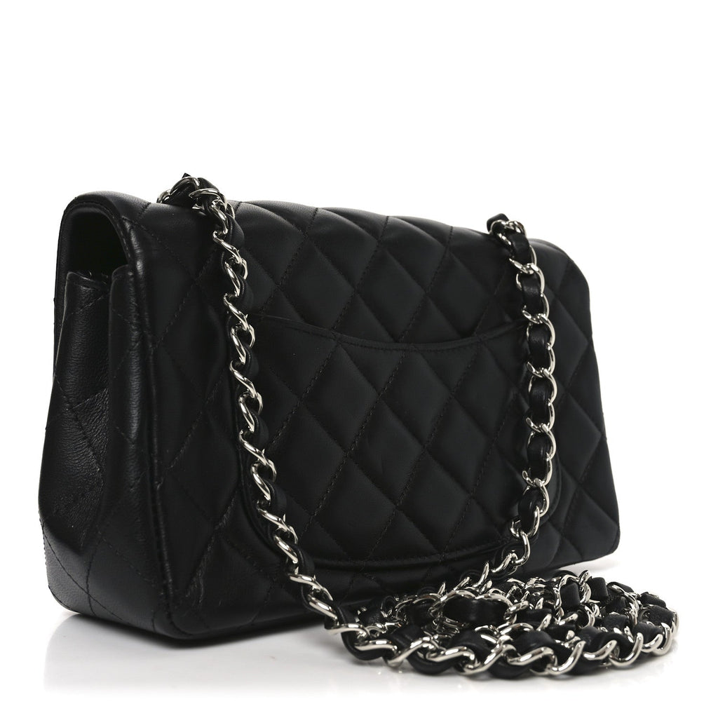 Chanel Lambskin Quilted Mini Rectangular Flap Black