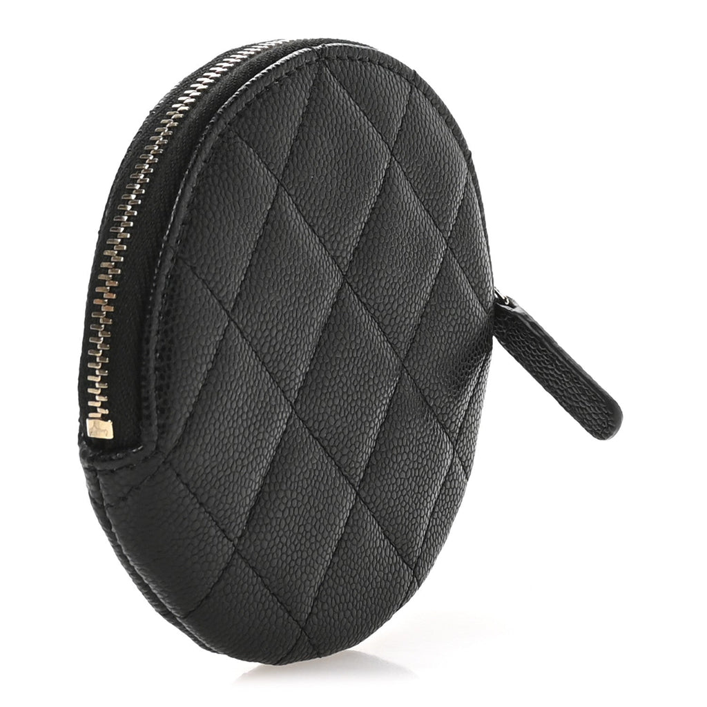 Caviar Quilted Zip Around Classic Coin Purse Black