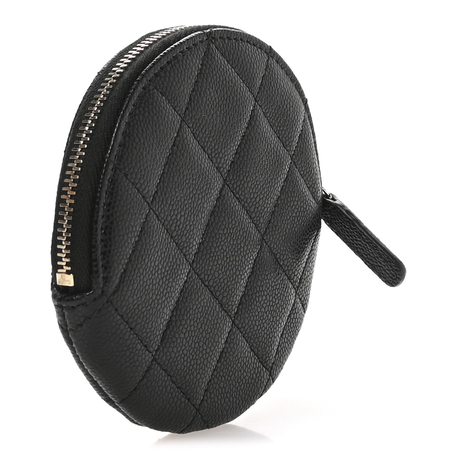 Caviar Quilted Zip Around Classic Coin Purse Black