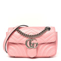 Gucci Calfskin Matelasse Mini GG Marmont Shoulder Bag  Wild Rose