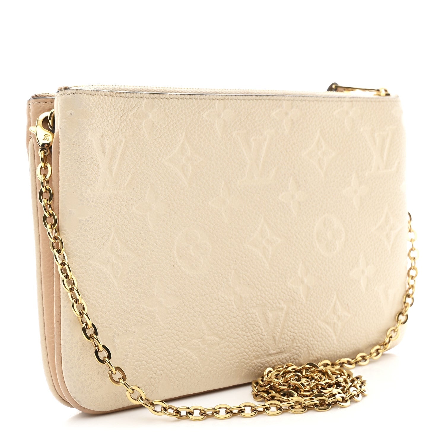 Louis Vuitton Empreinte Double Zip Pochette Beige Rose Creme