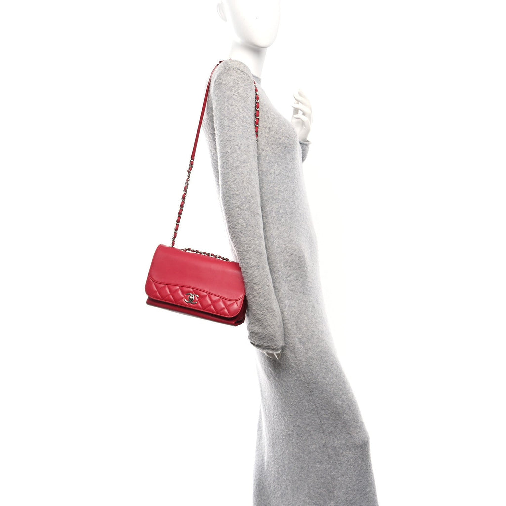 Chanel Calfskin Small Tramezzo Flap Red