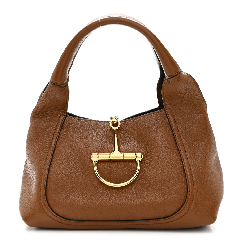 Gucci Grained Calfskin Softbit Medium Shoulder Bag Brown