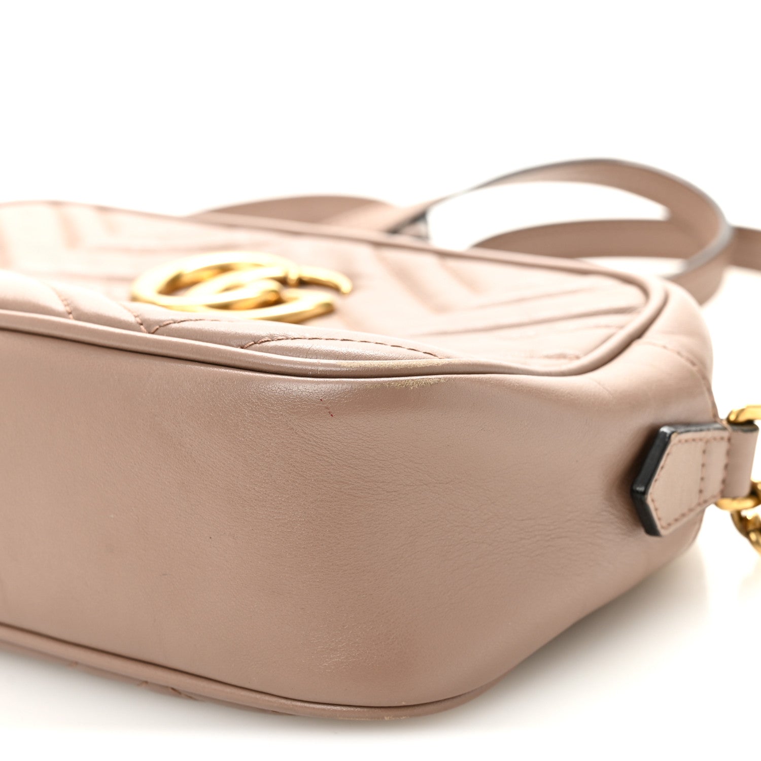 Gucci Calfskin Matelasse Small GG Marmont Chain Shoulder Bag Porcelain Rose