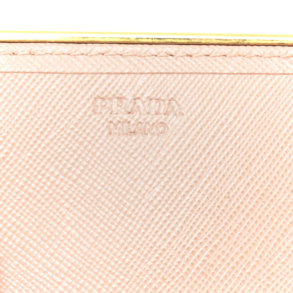 Prada Saffiano Metal Bar Continental Flap Wallet Orchidea
