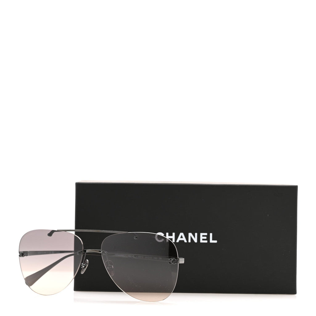 Chanel Titanium CC Pilot Aviator Sunglasses 4285-T Dark Grey