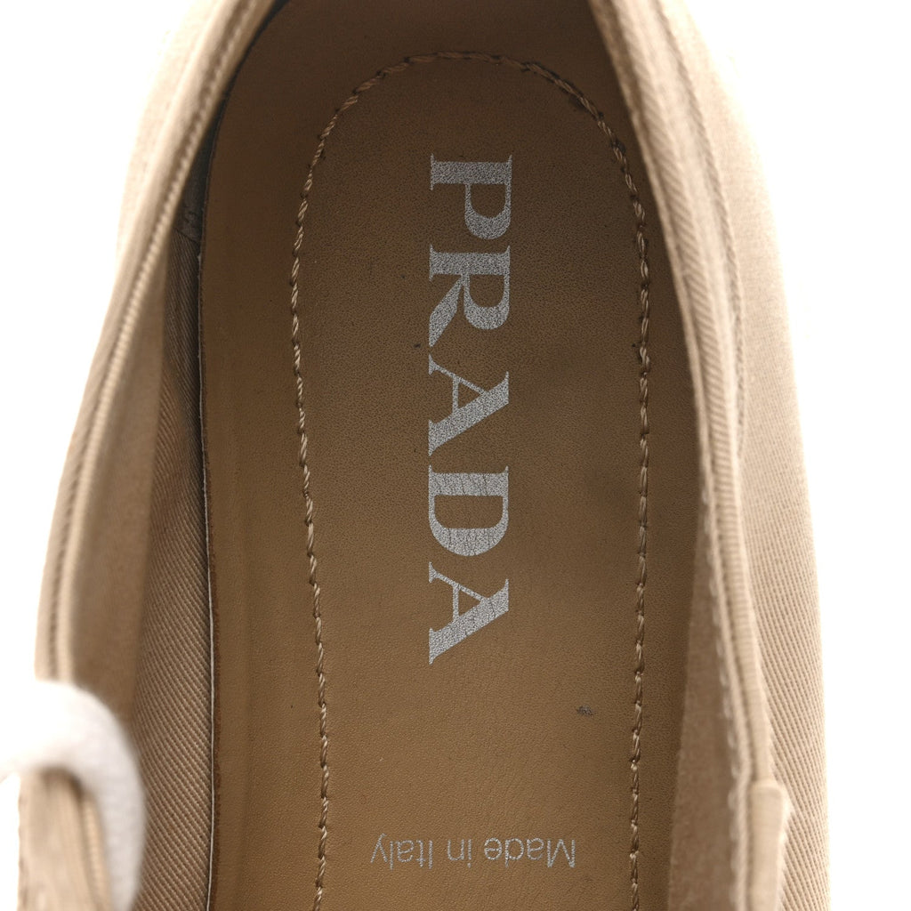 Prada Canvas Gabardine Espadrille 45mm Platform Sneakers 37.5 Corda