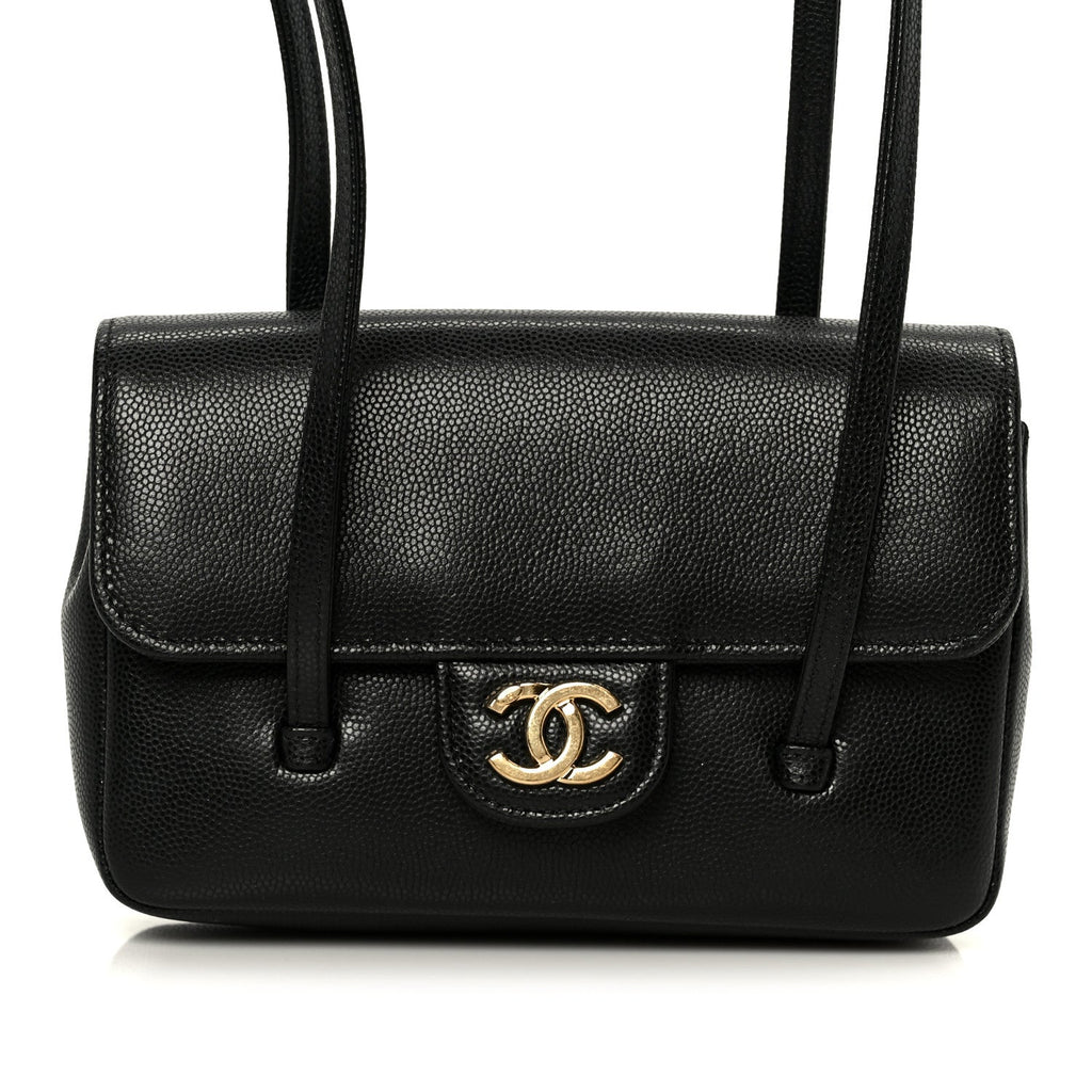 Chanel Shiny Caviar Mini Preppy Coco Shoulder Bag Black