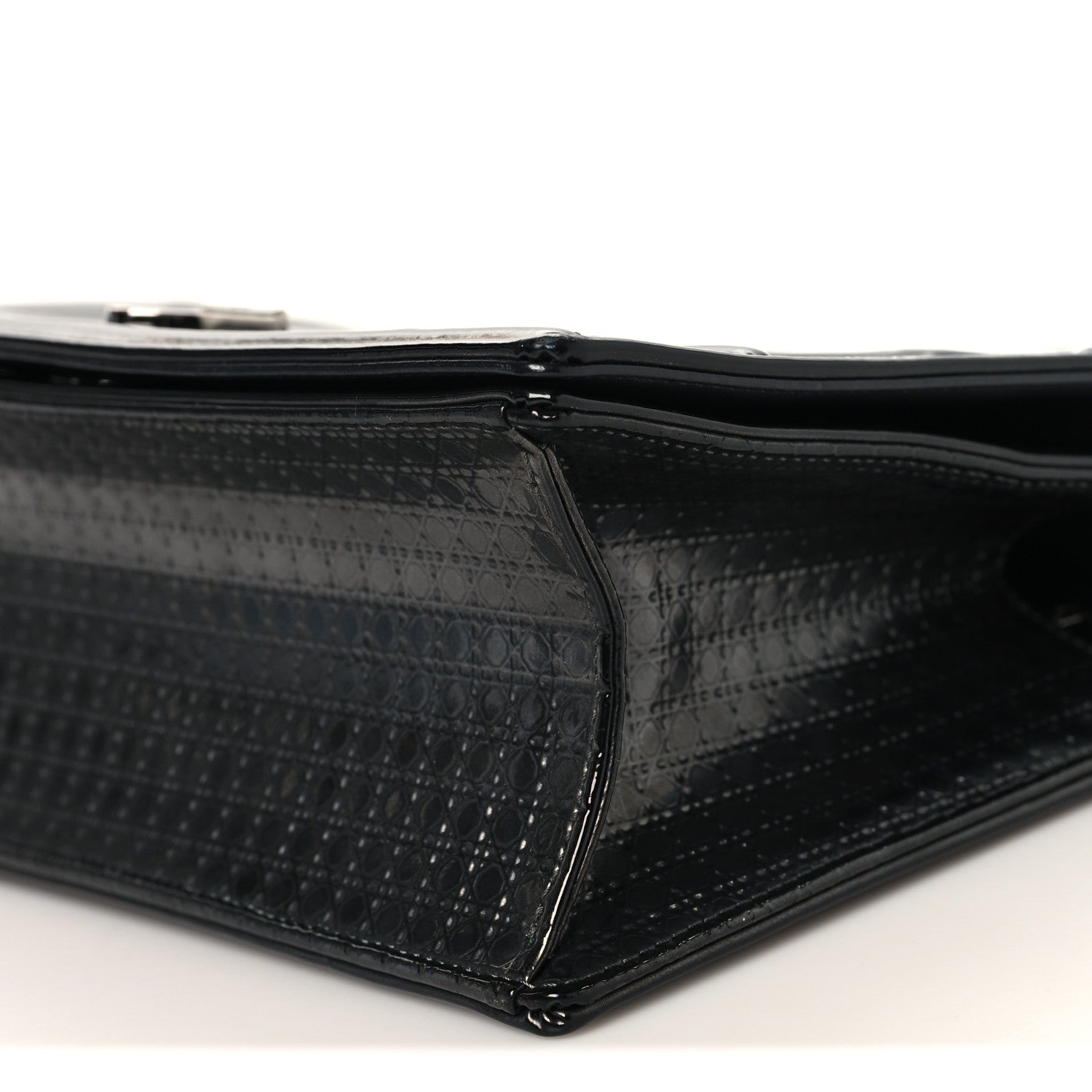 Christian Dior Metallic Patent Micro-Cannage Medium Diorama Flap Bag Onyx Black