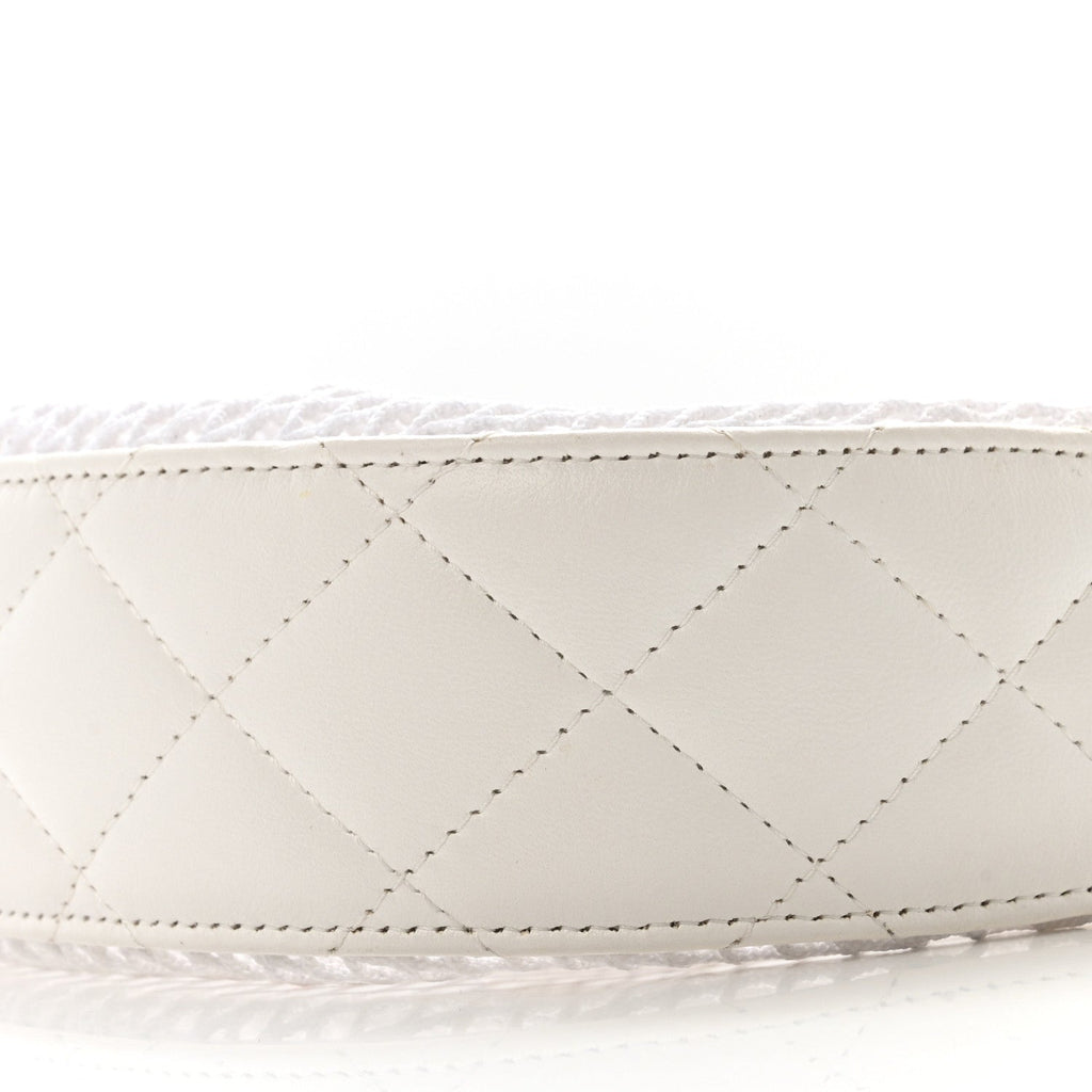 Chanel Mesh Shiny Lambskin Chain Hobo White