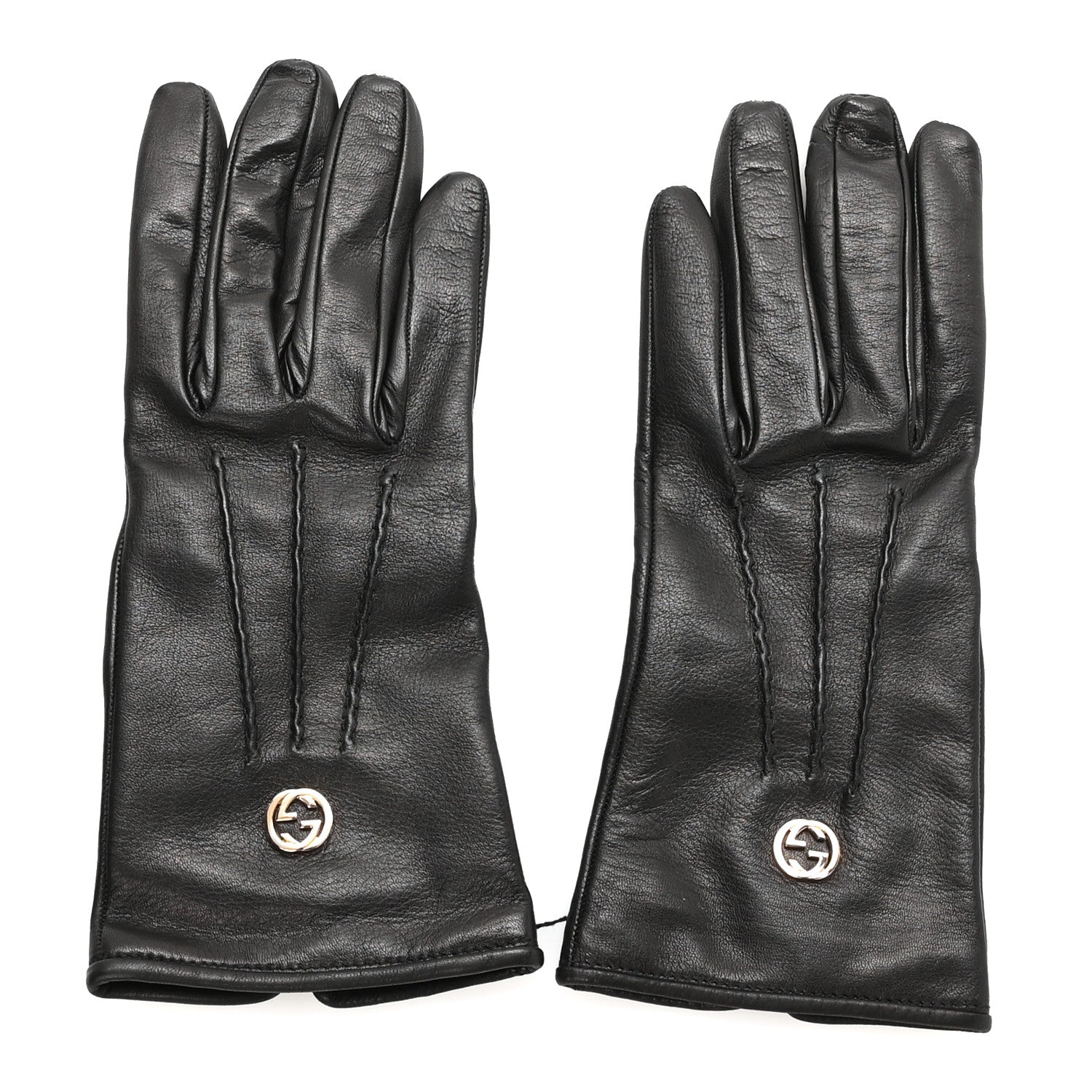 Gucci Lambskin Donna GG Gloves Black