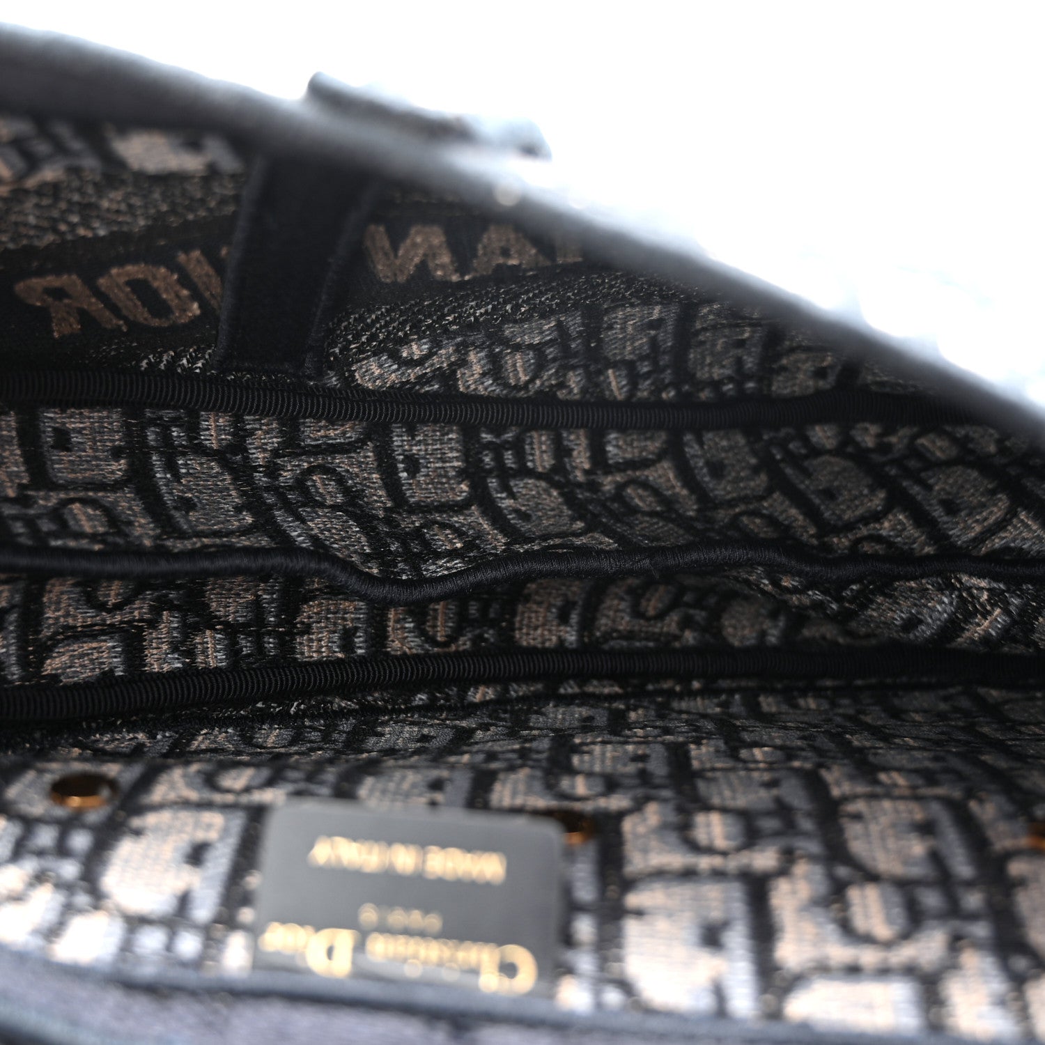 Christian Dior Oblique Embroidered Saddle Bag Blue