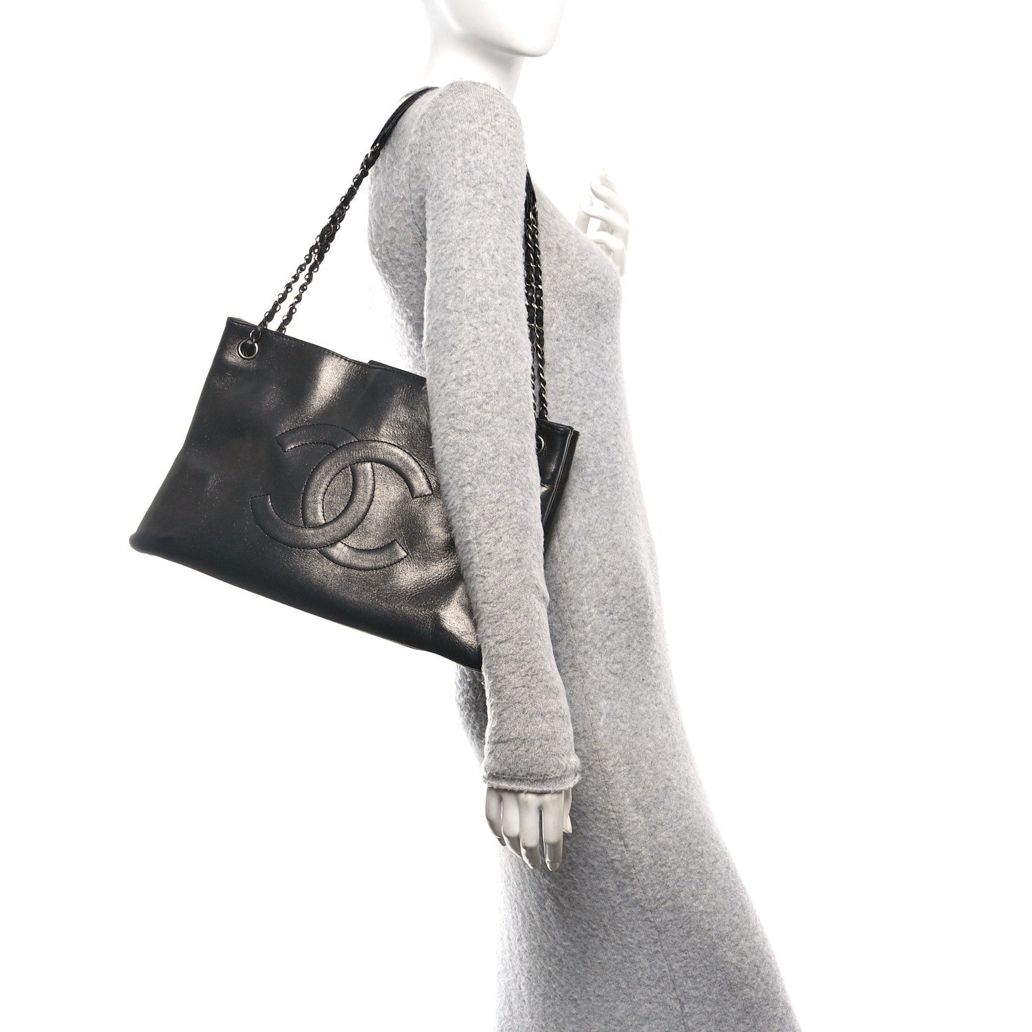 Chanel Iridescent Calfskin CC East West Shopping Tote Black