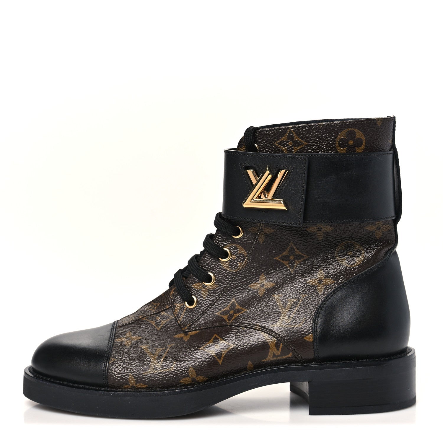 Louis Vuitton Calfskin Monogram Wonderland Flat Ranger Boots 40 Black