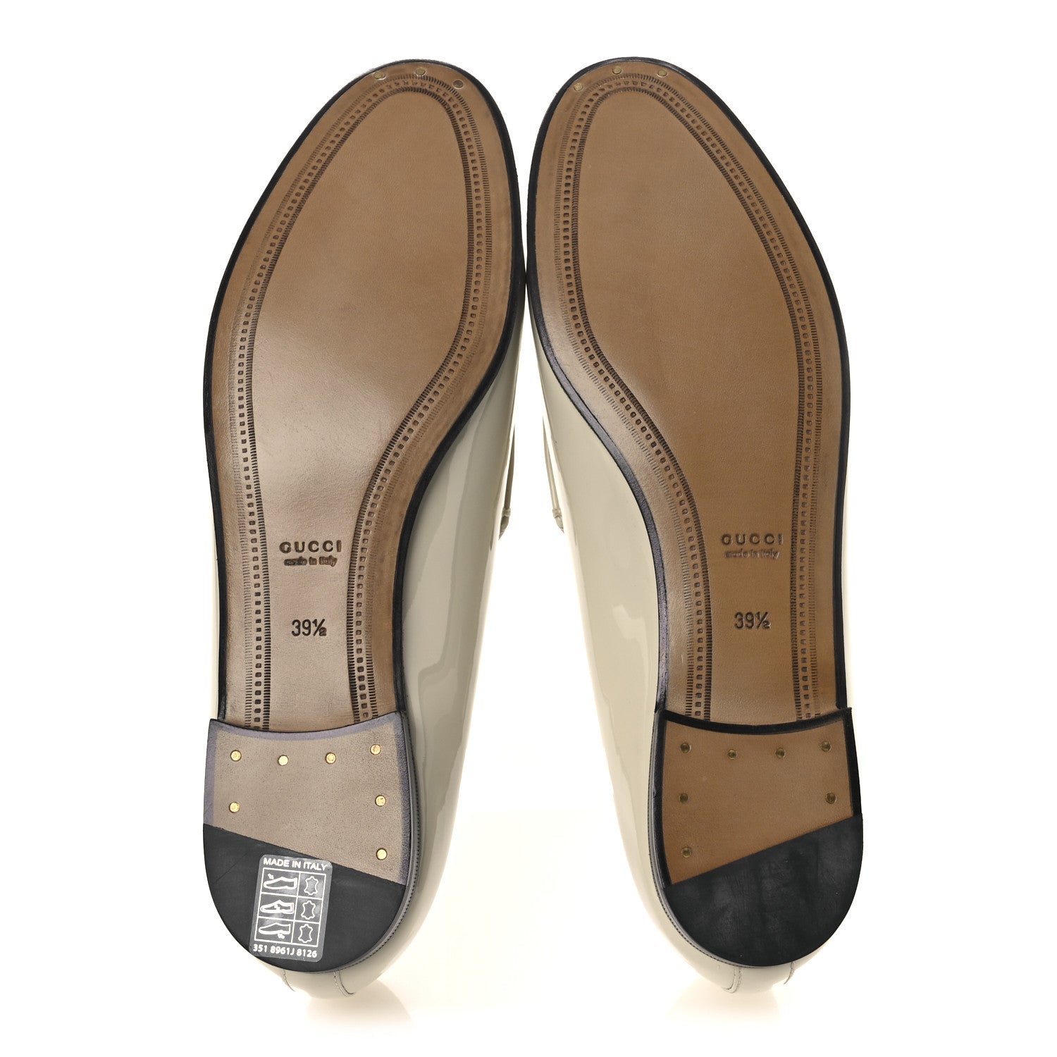 Gucci Patent Womens Jordaan Loafers 39.5 New Ivory