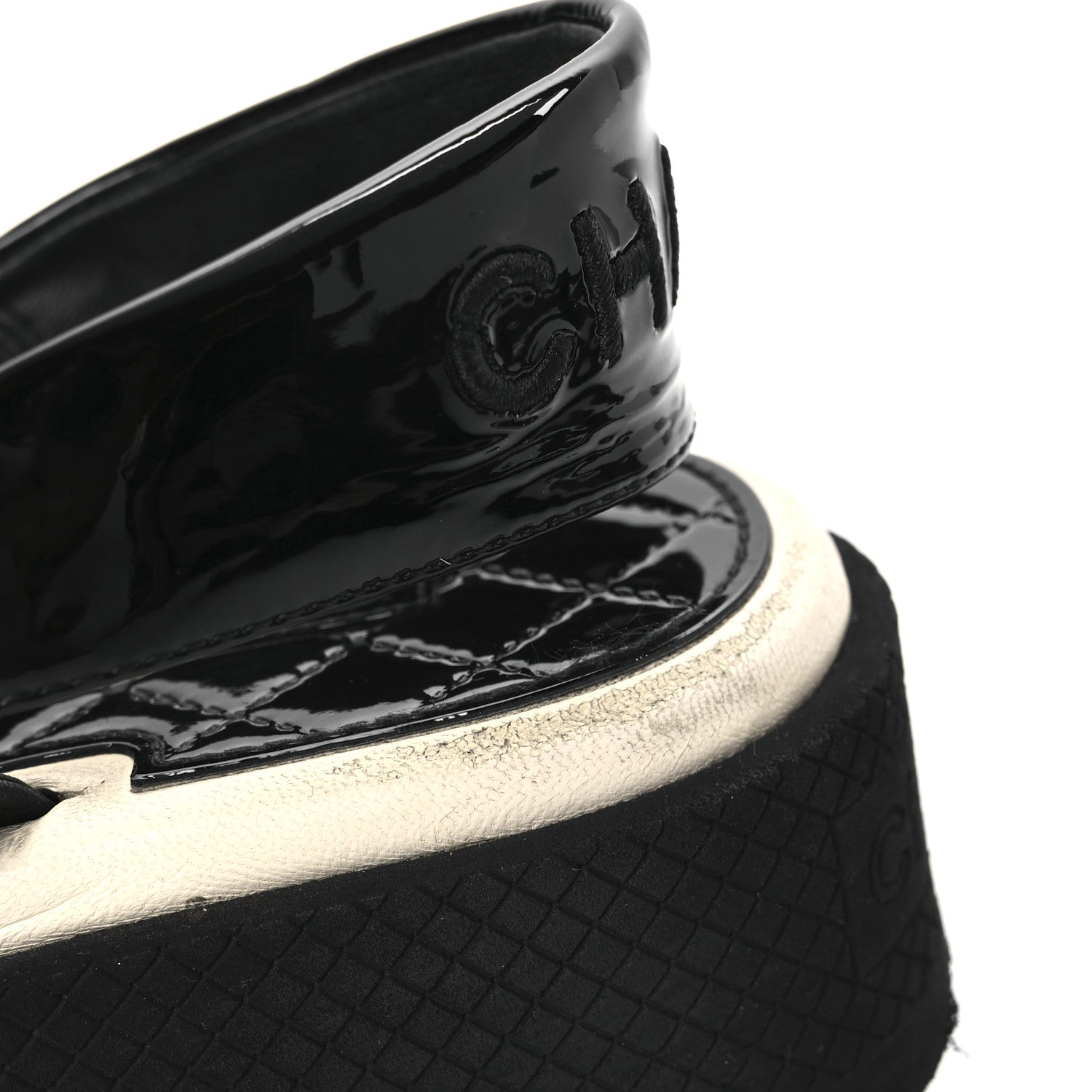 Lambskin Patent Logo Platform Sandals 39 Black