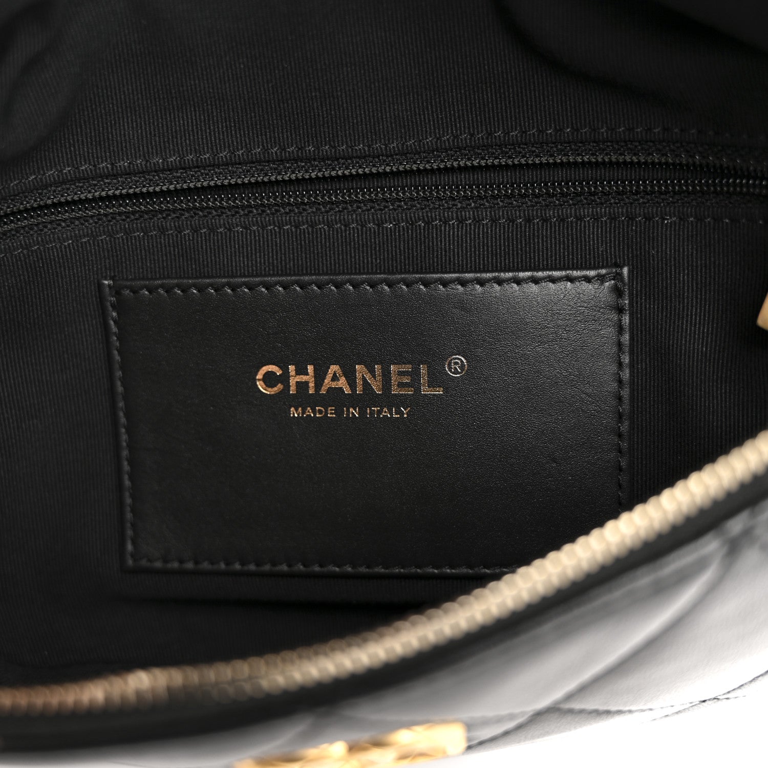 Chanel Lambskin Enamel Quilted Waist Bag Black