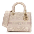 Christian Dior Canvas Toile De Jouy Reverse Embroidered Medium Lady D-Lite Rose